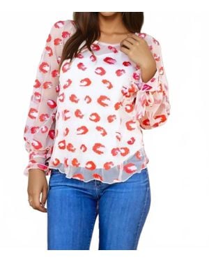 Eva Franco Cheetah Mash Embroidered Top