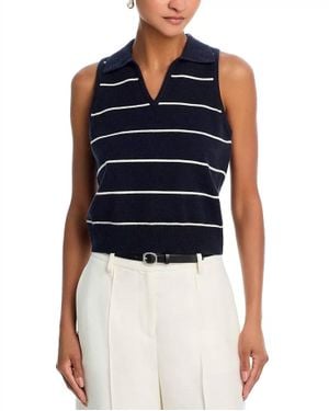 French Connection Sloane Knit Collared Sleeveless Top - Blue