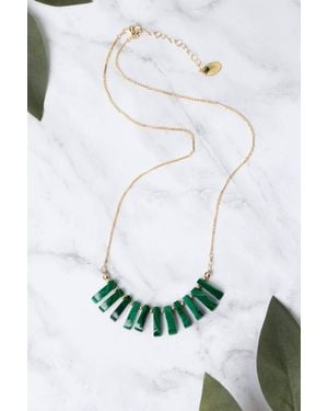 Anne Vaughan Malachite Fringe Necklace - White