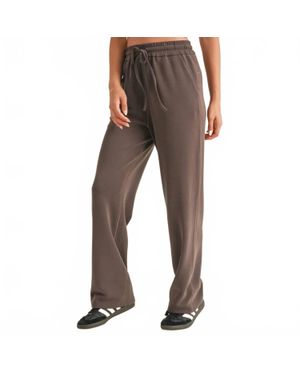 Kimberly C Zada Super Soft Wide Leg Sweatpants - Brown