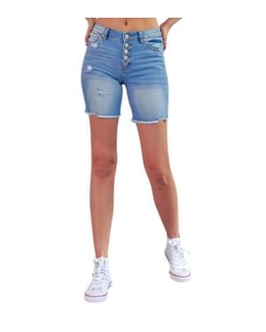 Kancan Melody High Rise Skinny Shorts - Blue