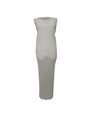 Issey Miyake Pleats Please Sleeveless Midi Dress - Gray