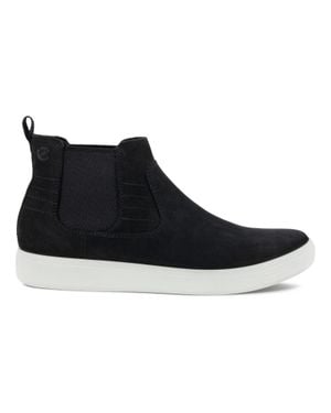 Ecco Soft Classic Boots Nubuck Leather Ankle Chelsea Jobb576 - Black