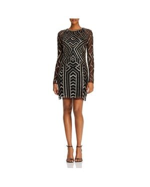 Aidan By Aidan Mattox Sequined Beaded Cocktail Dress - Black