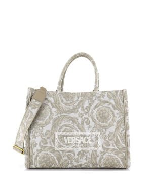 Versace Athena Convertible Tote Barocco Jacquard Medium - Gray