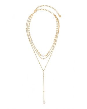 Ettika Forever Falling Pearl Lariat Necklace - White