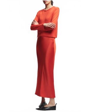 Saint Art Talia Charmeuse Maxi Skirt - Red