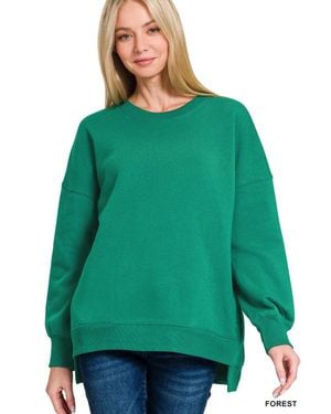 TRUEDAMES Fleece Hi-Low Boyfriend Sweatshirts With Pockets - Green
