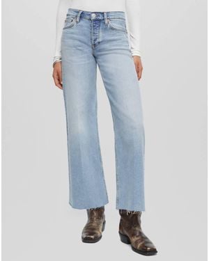 RE/DONE Mid Rise Wide Leg Crop Jeans - Blue