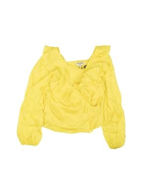 Opening Ceremony Silk Cascade Wrap Top Blouse - Yellow