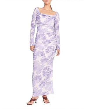 STAUD Solana Floral Ruched Maxi Dress - Purple