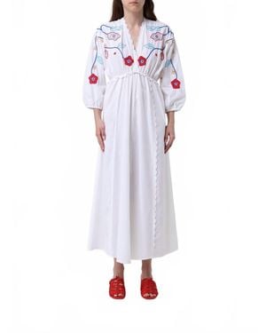Forte Embroidered Midi Dress - White