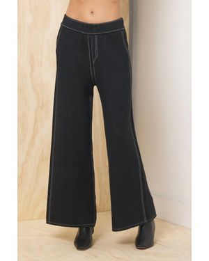 Vintage Havana Contrasting Stitch Flare Pant - Blue