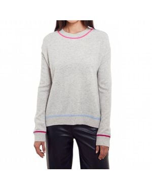 Isla Bonnie Curved Hem Crew Sweater - Gray