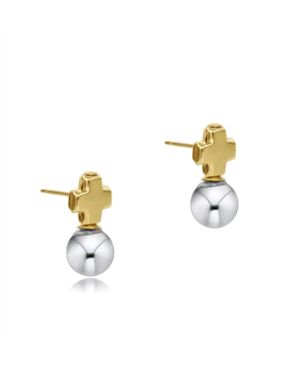 NEWTONE Signature Cross Mixed Metal Stud - Metallic