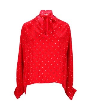 Maje Polka Dot Bow Shirt - Red