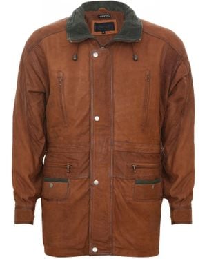 Infinity Leather Nubuck Leather Parka Coat-Winnipeg - Brown