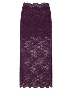Rabanne Sheer Lace Side Buttons Polyamide Midi Skirt - Purple