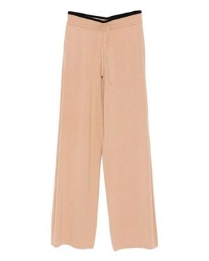Pinko Wide-Leg Pants With Elastic Waistband And Drawstring - Natural