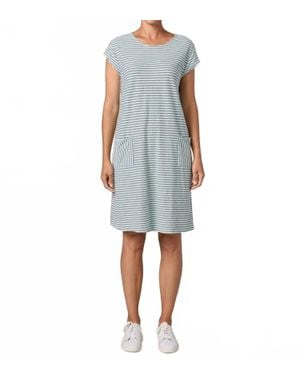 cut-loose Short Sleeve Stripe T-Shirt Midi Dress - Blue