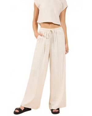 Sadie & Sage Sugarloaf Elastic Waist Pants With Lining - Natural