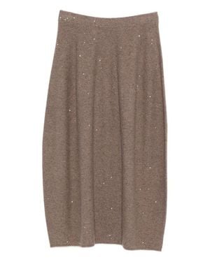 Antonelli Tortora Midi Skirt With Subtle Shimmer And Flared Silhouette - Brown