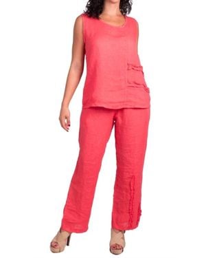 Gigi Moda Palermo Linen Pull-On Pants - Red