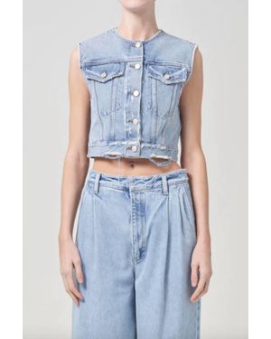 Agolde Leo Collarless Vest - Blue