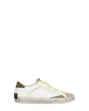 Crime London Ivory Distressed Detail Leather Sneakers - White