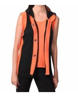 Angel Color-Blocked Hooded Vest - Orange