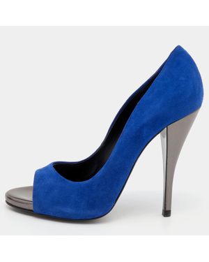 Pierre Hardy Suede Open Toe Pumps - Blue