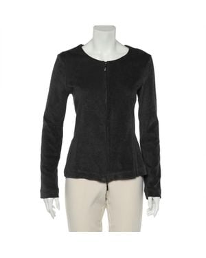 Emporio Armani Terry Zip Front Jacket - Black