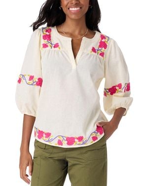Roberta Roller Rabbit Column Embroidery Michi Top - Red