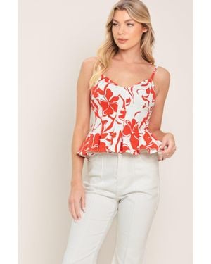 TRUEDAMES Scarlet Bloom Woven Top - Red