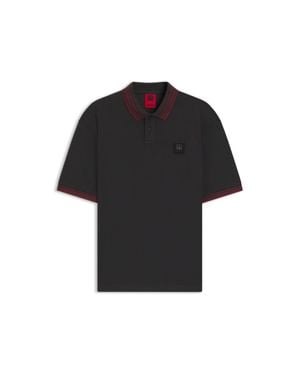 HUGO X Rb Polo Shirt With Bull Logo Patch - Black