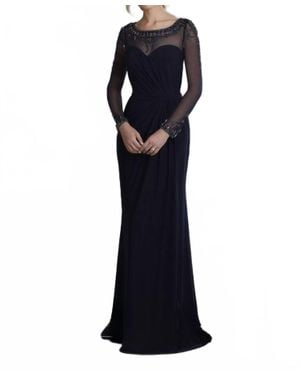 Christina Wu Long Sleeve Evening Dress - Black
