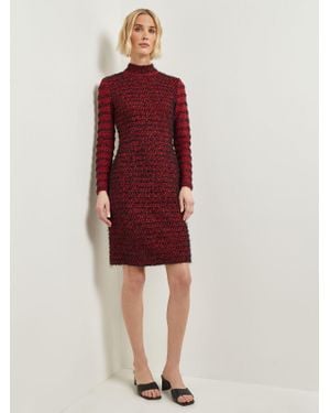 Misook Modern Fit Two-Tone Eyelash Knit Sheath Dress - Red
