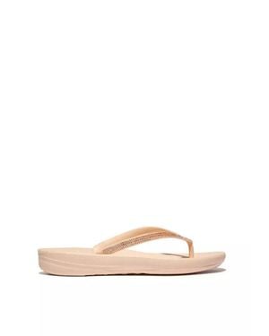 Fitflop Iqushion Dg5-A41 Flip Flop Sandals Rose Foam Ombre Sparkle Slipper - Pink