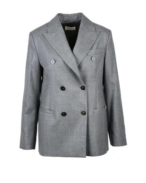 Slowear Double-Breasted Tailored Virgin Wool Blazer - Gray