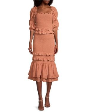 Rachel Parcell Bubble Ruffle Midi Dress - Orange