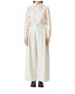 Suncoo Denim Wide Leg Pants - White