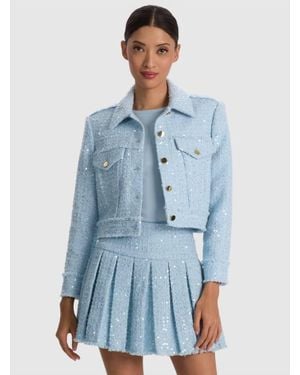 Alice + Olivia Chloe Tweed Jacket - Blue