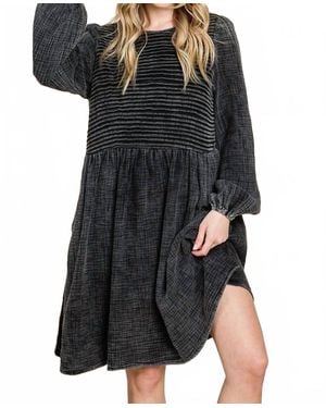 lime + chili Cotton Front Pintuck Midi Dress - Black