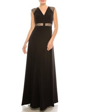 Aidan Mattox Sleeveless Lace-Detail Evening Dress - Black