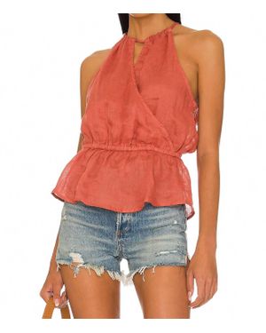 Bella Dahl Cross Front Halter Top - Red