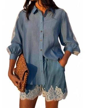 Never Fully Dressed Lace Marley Shorts - Blue