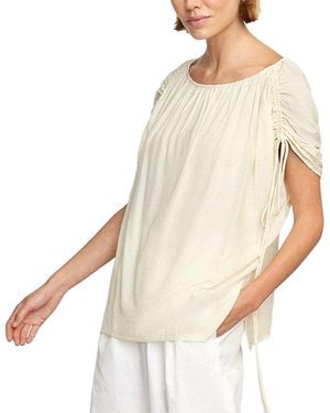 MODERN CITIZEN Akari Semi-Sheer Gathered-Shoulder Blouse - Natural