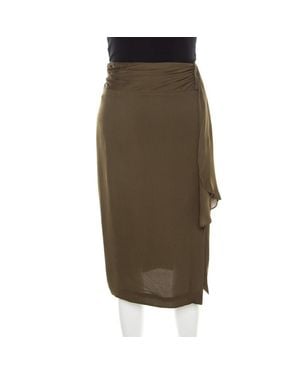 ESCADA Moss Silk Gathered Waistband Pencil Skirt - Green