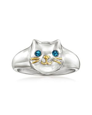 Ross-Simons London Topaz Sterling Cat Ring With 18Kt Over Sterling - Blue