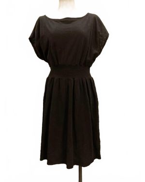 Mod-o-doc Short Dolman Smocked Waist Dress - Black